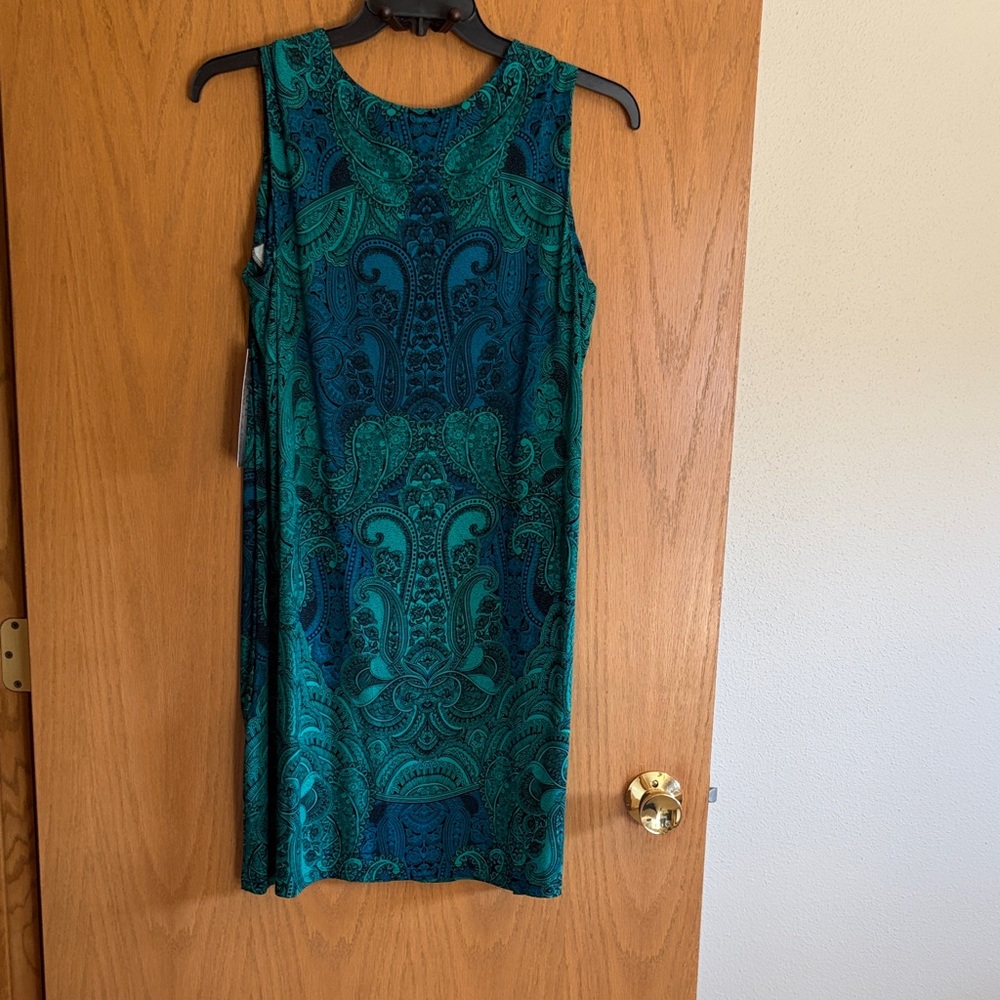 Ruff Hewn Teal and Dark Blue Paisley Midi Dress